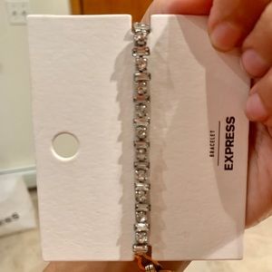 New Women's Express Silver Rhinestone Dainty Pull String Jewelry